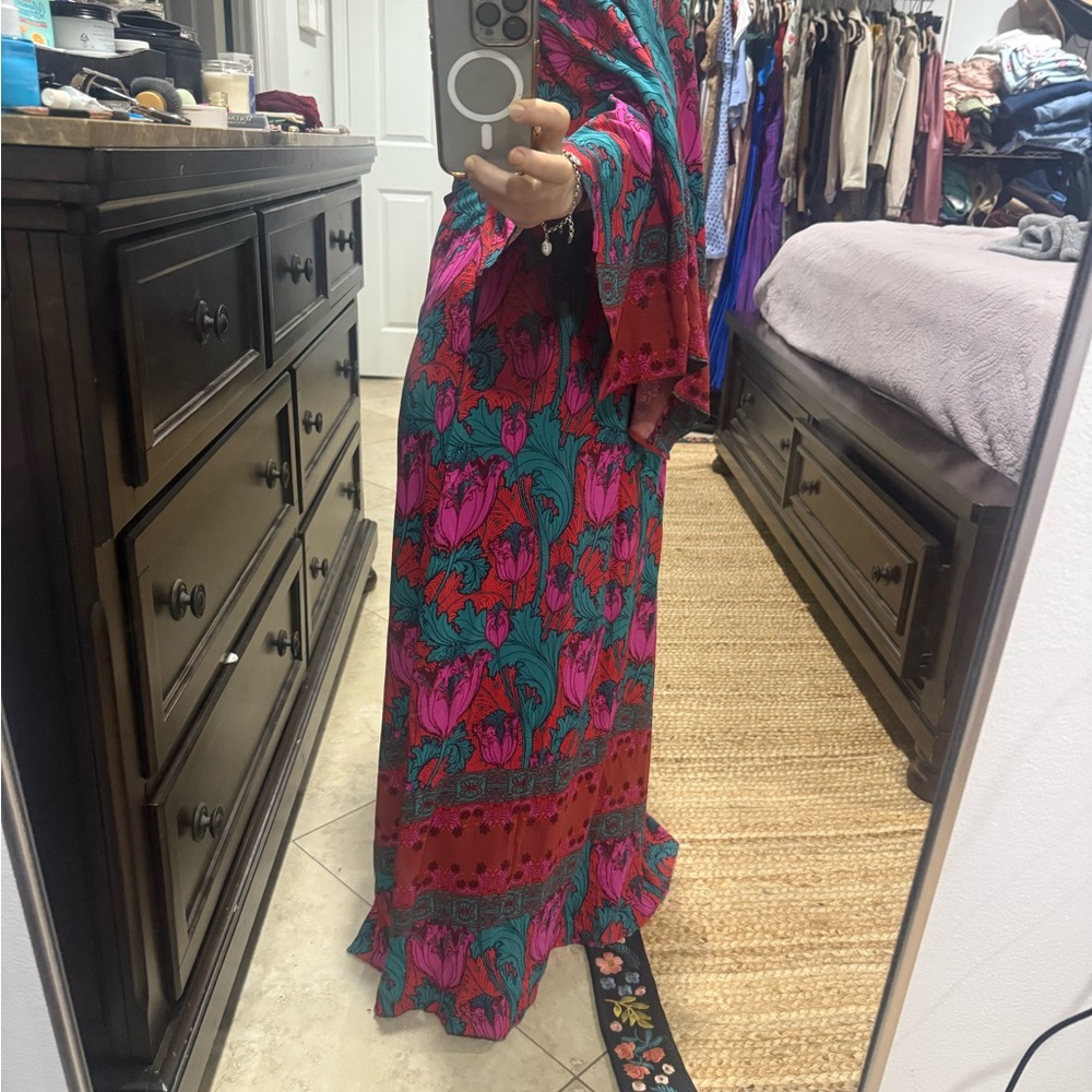 Free People One-Shoulder Dress in Pink and Green - Picture 4 of 8